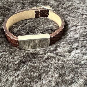 Brown Leather Bracelet with Silver Accent